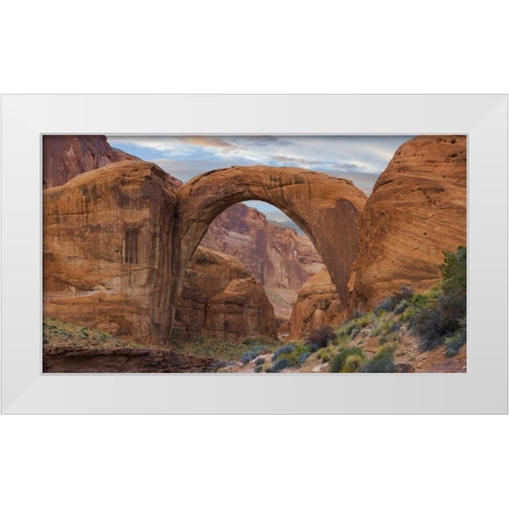 Paulson, Don 32x20 White Modern Wood Framed Museum Art Print Titled - Arizona Rainbow Bridge arch in Glen Canyon NRA