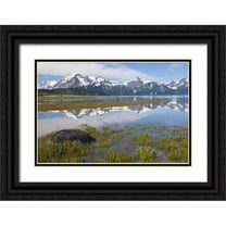 Paulson, Don 32x23 Black Ornate Wood Framed with Double Matting Museum Art Print Titled - AK, Glacier Bay NP Mountains reflection