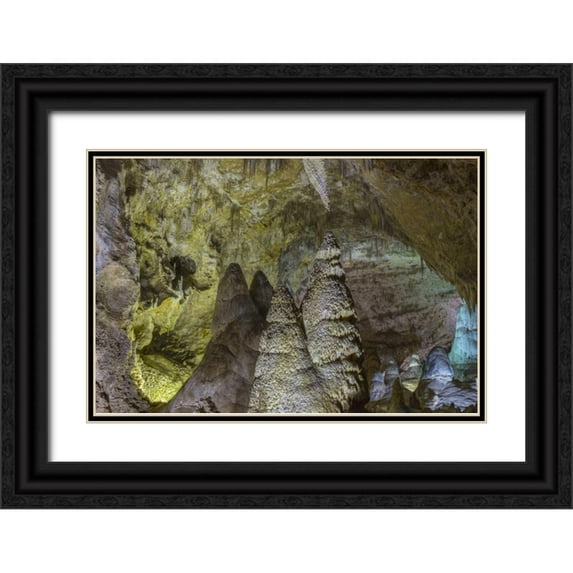 Paulson, Don 32x23 Black Ornate Wood Framed with Double Matting Museum Art Print Titled - New Mexico, Carlsbad Caverns Scenic of cavern
