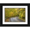 thumbnail image 1 of Paulson, Don 32x23 Black Ornate Wood Framed with Double Matting Museum Art Print Titled - North Carolina Road through autumn forest, 1 of 4