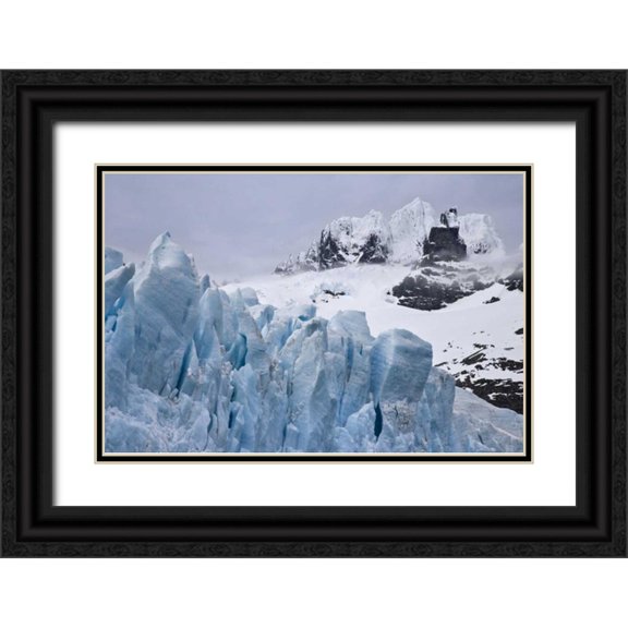 Paulson, Don 32x23 Black Ornate Wood Framed with Double Matting Museum Art Print Titled - South Georgia Island Harmer Glacier and Starbuck