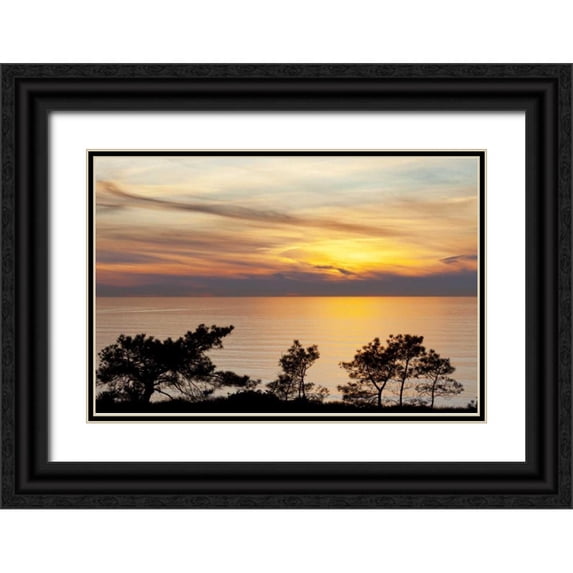 Paulson, Don 32x23 Black Ornate Wood Framed with Double Matting Museum Art Print Titled - USA, California, La Jolla Sunset on ocean