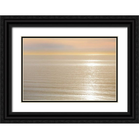 Paulson, Don 32x23 Black Ornate Wood Framed with Double Matting Museum Art Print Titled - USA, California, La Jolla Sunset on ocean