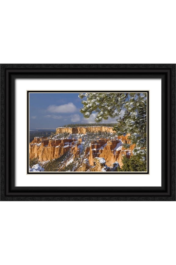 Paulson, Don 32x23 Black Ornate Wood Framed with Double Matting Museum Art Print Titled - UT, Bryce Canyon Sunrise on canyon formations