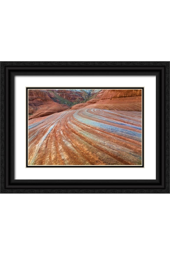 Paulson, Don 32x23 Black Ornate Wood Framed with Double Matting Museum Art Print Titled - UT, Glen Canyon Patterns in sandstone rock