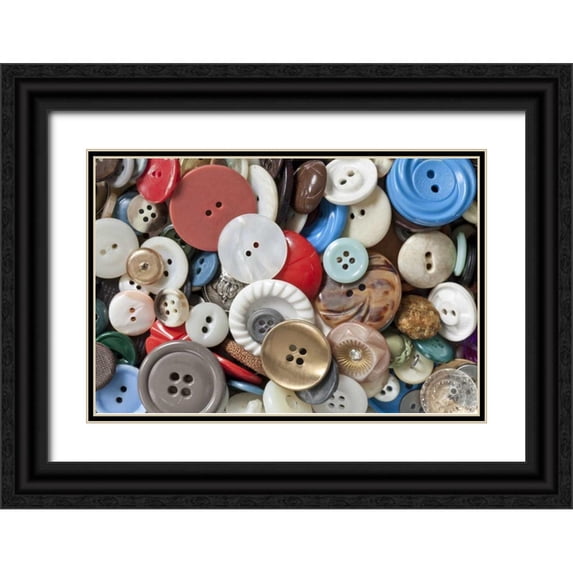 Paulson, Don 32x23 Black Ornate Wood Framed with Double Matting Museum Art Print Titled - WA, Seabeck Assortment of buttons for mending