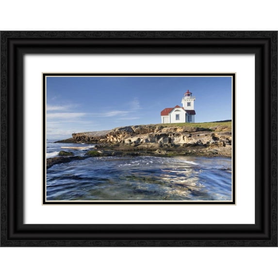 Paulson, Don 32x23 Black Ornate Wood Framed with Double Matting Museum Art Print Titled - Washington, San Juan Ils Patos Island Lighthouse
