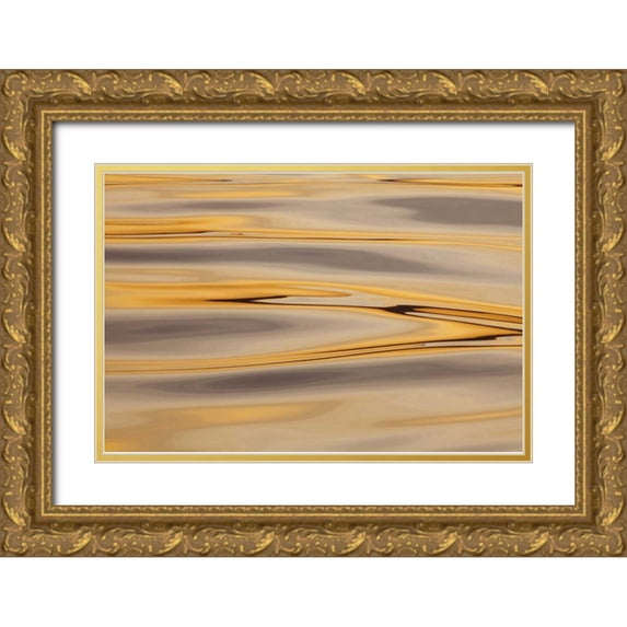 Paulson, Don 32x23 Gold Ornate Wood Framed with Double Matting Museum Art Print Titled - Alaska, Cross Sound Sunset reflections on water