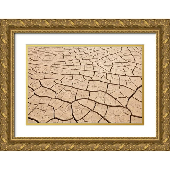 Paulson, Don 32x23 Gold Ornate Wood Framed with Double Matting Museum Art Print Titled - Arizona, Gila Bend Dried river- bottom mud