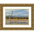 thumbnail image 1 of Paulson, Don 32x23 Gold Ornate Wood Framed with Double Matting Museum Art Print Titled - New Mexico Canada and snow geese in water, 1 of 4