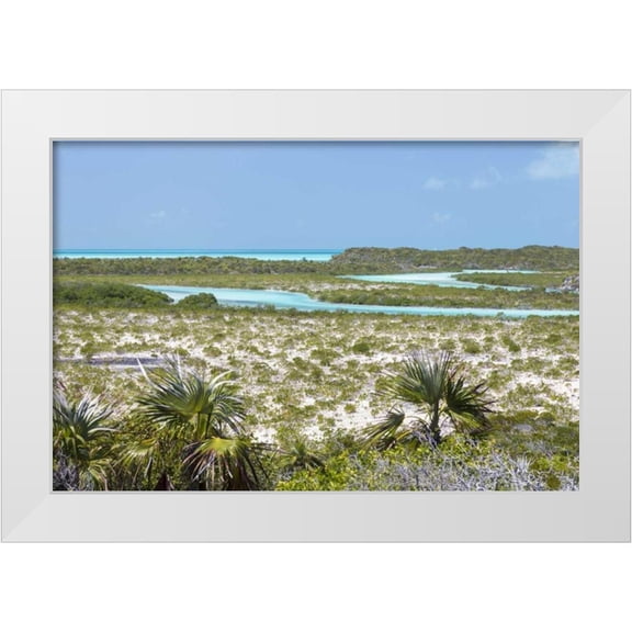 Paulson, Don 32x23 White Modern Wood Framed Museum Art Print Titled - Bahamas, Exuma Island Shroud Cay scenic
