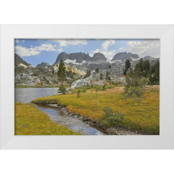Paulson, Don 32x23 White Modern Wood Framed Museum Art Print Titled - CA, Inyo NF The Minarets and Ediza Lake