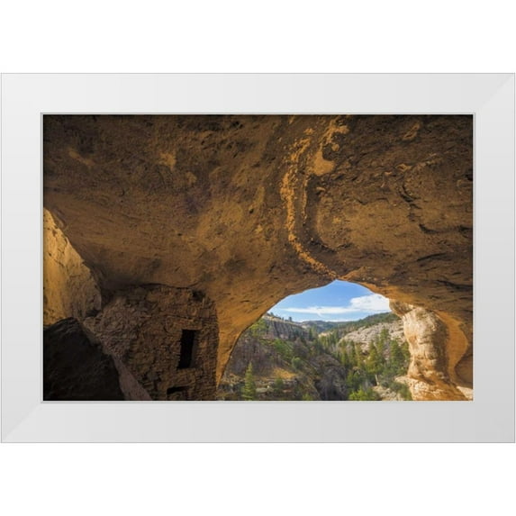 Paulson, Don 32x23 White Modern Wood Framed Museum Art Print Titled - New Mexico, Gila Cliff Dwellings NM Inside ruins