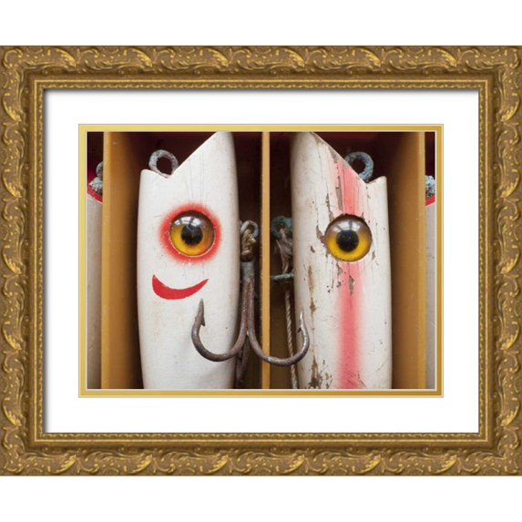 Paulson, Don 32x25 Gold Ornate Wood Framed with Double Matting Museum Art Print Titled - Washington, Seabeck Vintage fishing lures