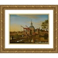 thumbnail image 1 of Paulus Constantijn la Fargue 24x19 Gold Ornate Framed and Double Matted Museum Art Print Titled - Leiden, a View of Koepoort, Seen from the Road to Zoeterwoude, 1 of 4