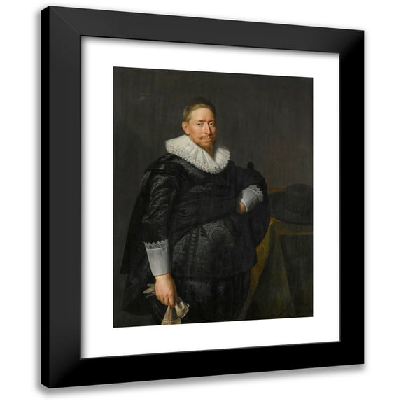 Paulus Moreelse 19x24 Black Modern Framed Museum Art Print Titled - Portrait of a Man, Probably from the Pauw Family (1625)