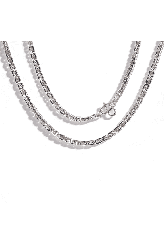 24.4'' PT950 Platinum Venetian Box Chain Necklace, 6mm Men Chain Necklace, Hypoallergenic Fine Jewelry for Men & Women,Perfect for Daily Wear, Layering, Pendants & Gifting