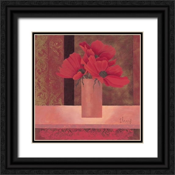 Paus, Hans 20x20 Black Ornate Wood Framed with Double Matting Museum Art Print Titled - Composition in red I