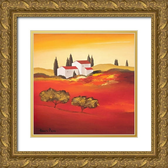 Paus, Hans 26x26 Gold Ornate Wood Framed with Double Matting Museum Art Print Titled - Tuscan red VI