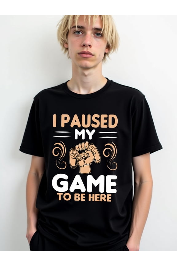 Paused Game Gamer Tee Men's comfort colors tshirt black graphic tees limited edition summer and spring season Original Unisex Shirt Printed tshirts