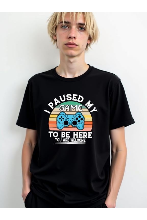 Paused Game Tee Men's t-shirts black 2026 funny New spring and autumn trendy printed T-shirts Hip-hop streetwear Basic Unisex Shirt Graphic tshirts