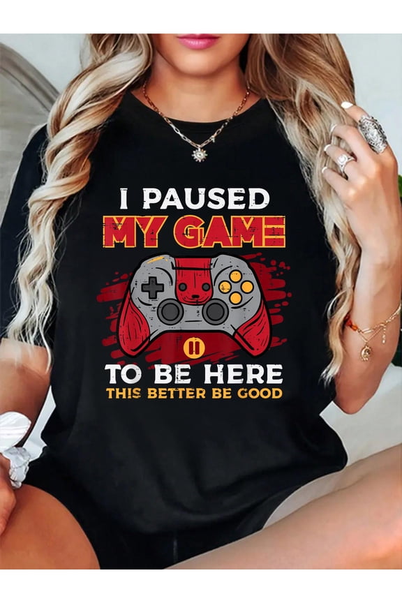 Paused My Game to Be Here Gamer Controller Men Boys Kid Teen T-Shirt
