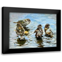 Pautov, Igor 14x12 Black Modern Framed Museum Art Print Titled - Sparrows