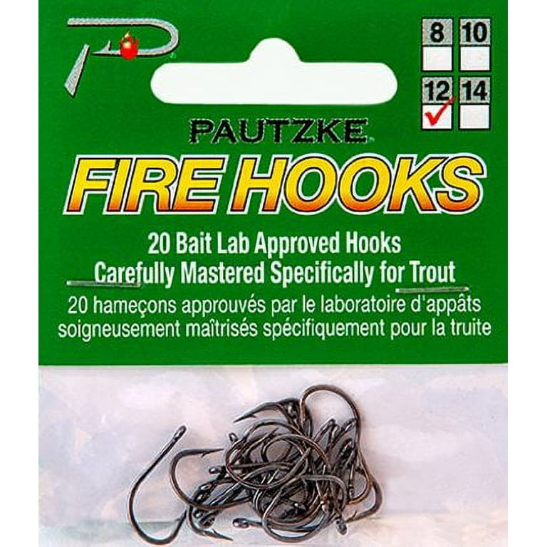 Pautzke Fire Fishing Hooks Size 12, 20 Count