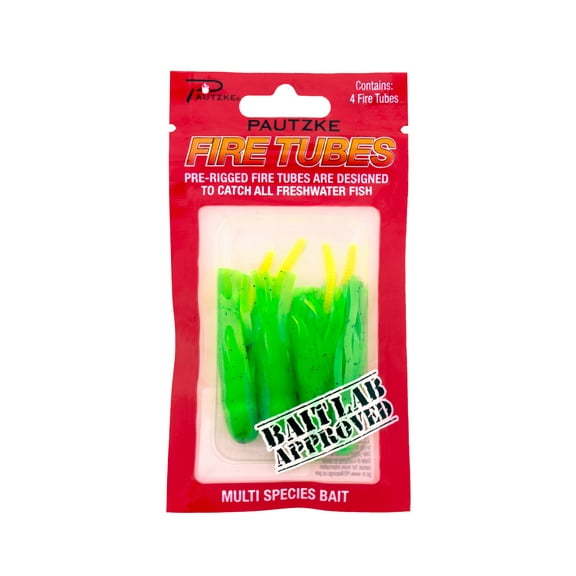 Pautzke Fire Tubes Chartreuse Fishing Lure Hook Multi Species Bait