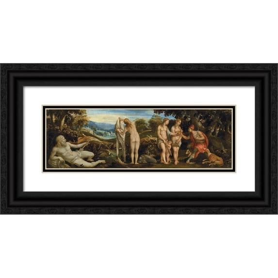 Pauwels Franck 24x10 Black Ornate Framed Double Matted Museum Art Print Titled: The Judgement of Paris