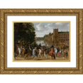 thumbnail image 1 of Pauwels van Hillegaert 14x11 Gold Ornate Wood Frame and Double Matted Museum Art Print Titled - The Princes of Orange and Their Families on Horseback, Riding Out from the Buitenhof, the Hague (C. 1, 1 of 4