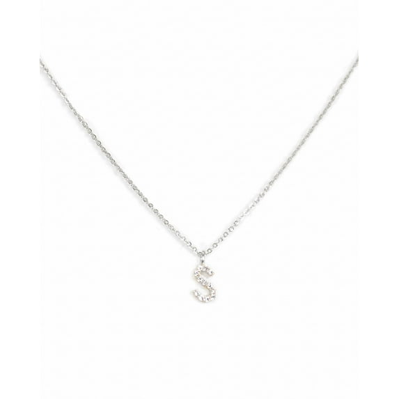 Pavé Initial Necklace - Silver