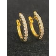 thumbnail image 1 of Pave 0.36 Cts Round Brilliant Natural Diamonds Petite Hoop Earrings In Hallmark 18K Yellow Gold, 1 of 12