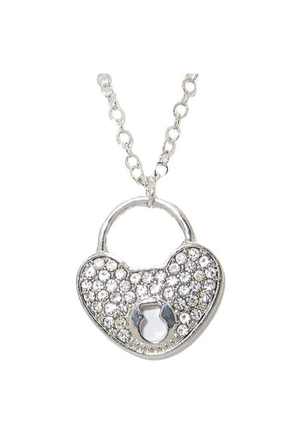 Pave Crystal Heart & Key Hole Necklace