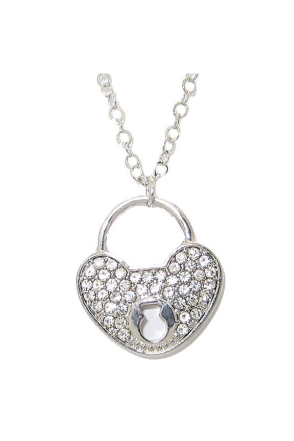 Pave Crystal Heart & Key Hole Necklace