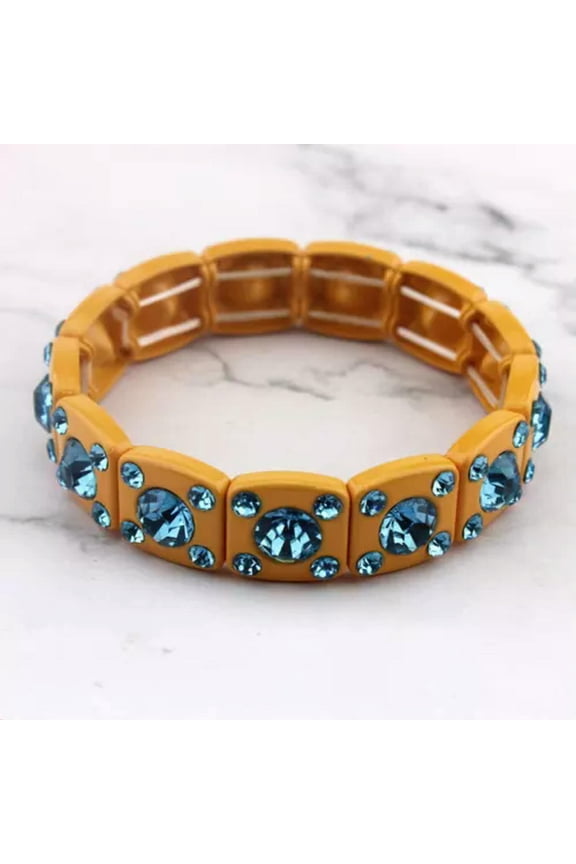 Pave Crystals Enamnel Tile Bracelets Painting Painted Tile Beads Bracelet Bangle