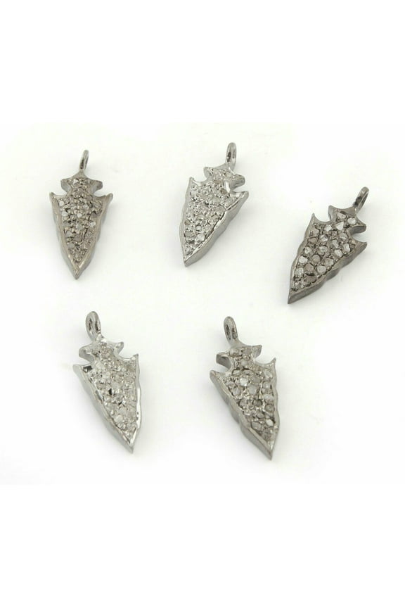 Pave Diamond Arrowhead Charm Pendant 925 Silver Minimalist Charm Pendant.