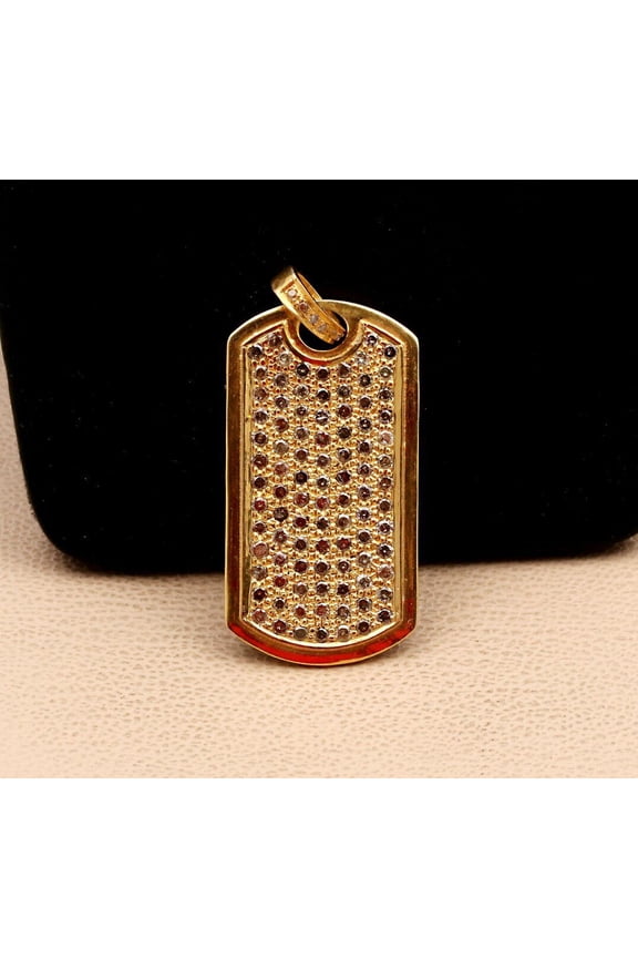 Pave Diamond Dog Tag Pendant 925 Silver Diamond Pendant For Birthdays Gift.