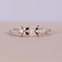 Pave Diamond Three Star Ring & Diamond Staking Ring, 925 Silver Ring,Handmade Jewelry, Fine Jewelry, Gift For Har