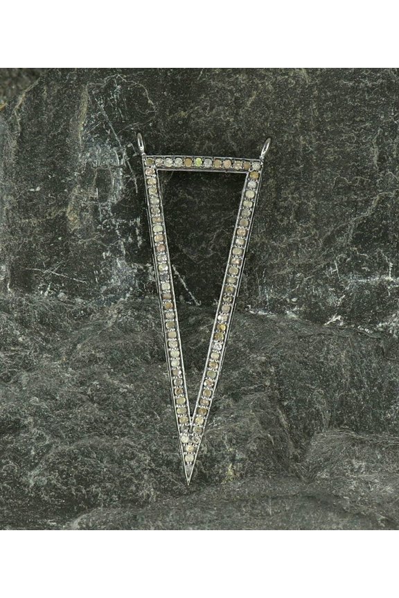 Pave Diamond Triangular Pendant 925 Silver Diamond Arrow Head Pendant Gift.