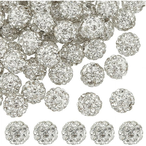 Pave Disco Ball Beads Polymer Clay Rhinestone Beads Grade A Crystal PP9(1.5.~1.6mm) 6mm Hole: 1mm