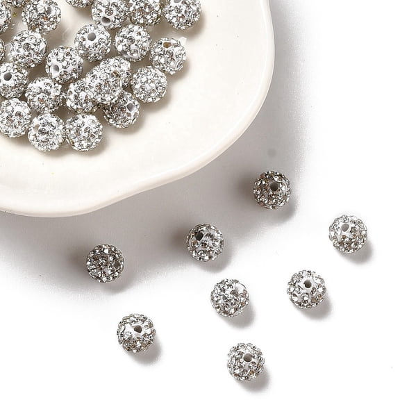 Pave Disco Ball Beads Polymer Clay Rhinestone Beads Grade A PP9(1.5.~1.6mm) 6mm Hole: 1mm diy
