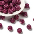 thumbnail image 1 of Pave Disco Ball Beads Polymer Clay Rhinestone Beads Grade A Round Fuchsia Rhinestone: PP13(1.9~2mm) 6 Rows Rhinestone 10mm Hole: 1.5mm, 1 of 5