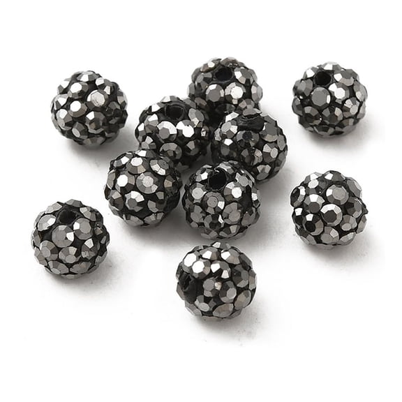 Pave Disco Ball Beads Polymer Clay Rhinestone Beads Grade A Round Jet Hematite 6mm Hole: 0.8mm