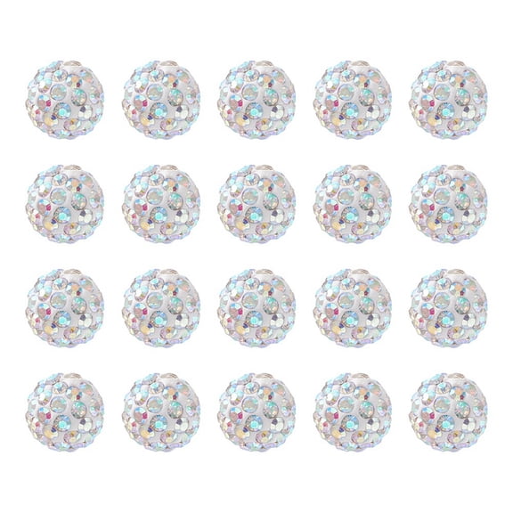 Pave Disco Ball Beads Polymer Clay Rhinestone Beads Round Crystal AB 10mm Hole: 1.5mm