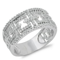 Pave Filigree Cross Engagement Ring For Women 1.9 Ct Diamond 14K White Gold Over