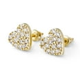 thumbnail image 1 of Pave Heart Stud CZ Iced Out Earrings .925 Sterling Silver, 1 of 2