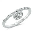 thumbnail image 1 of Pave Set Clear Cubic Zirconia Dabgling Disk Ring Sterling Silver Size 7, 1 of 2