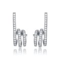 thumbnail image 1 of Pave Set Designer Earrings with Artificial Round Brilliant Melee Diamonds By Diamond Essence set in Sterling Silver, 1 of 1