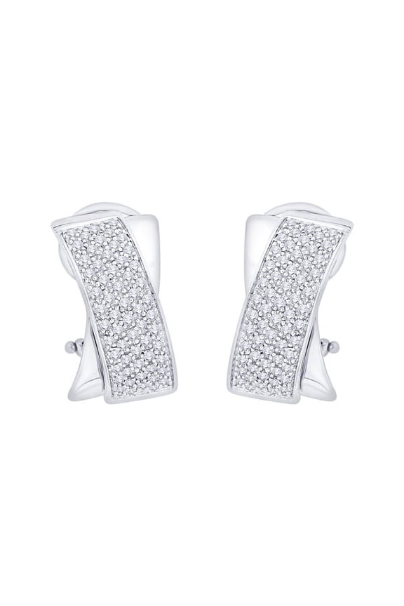 Pave Set Diamond Fashion Earrings in 10K White Gold (1 1/10 cttw, G-H, I2-I3)